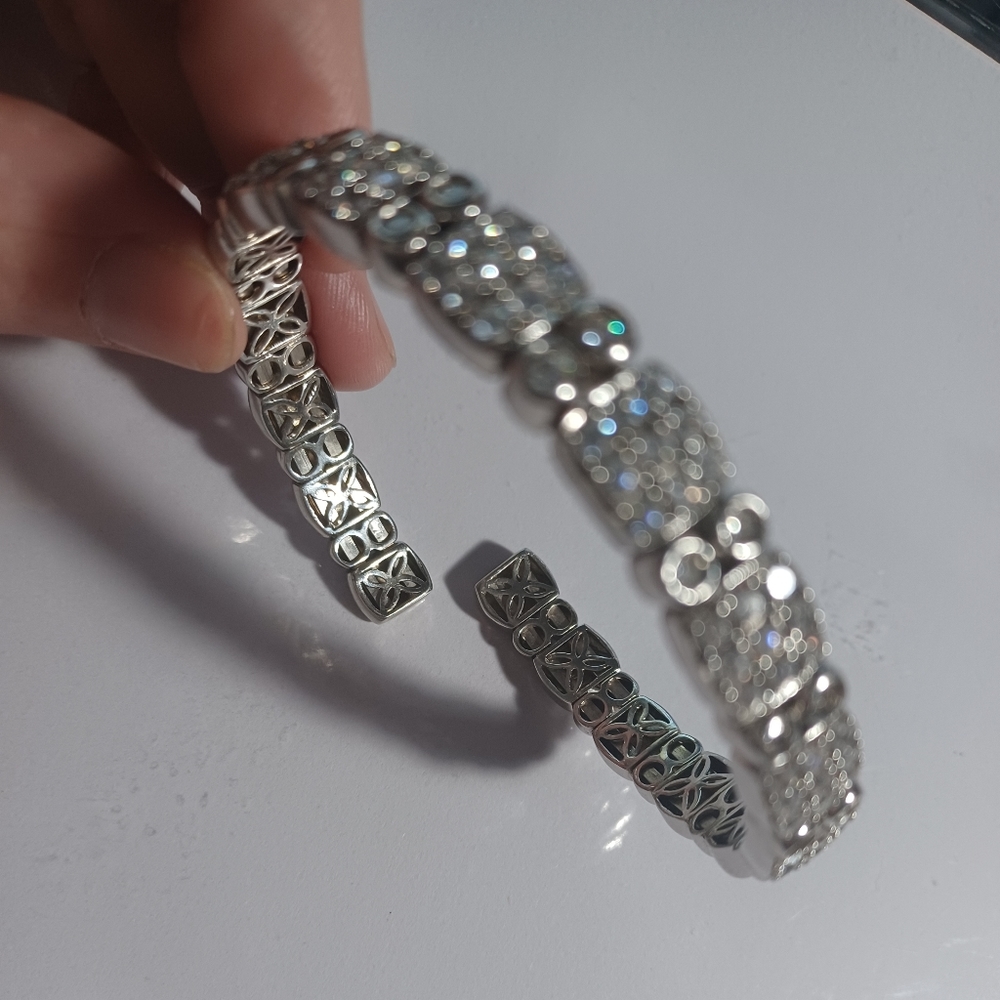 Qvc Affinity Diamond 925 Sterling Silver Cuff Bra… - image 4